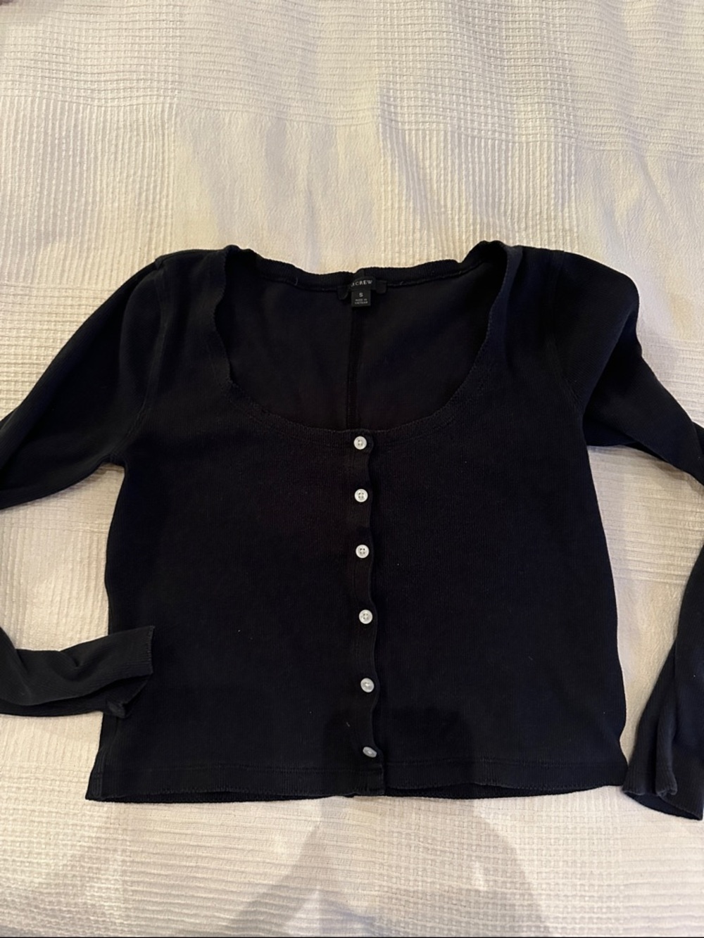J. Crew Black Scoop Neck Button-Front Long Sleeve Cardigan